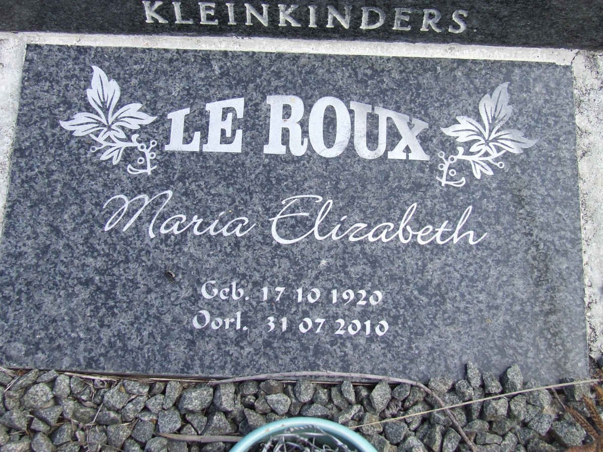 ROUX Maria Elizabeth, le 1920-2010