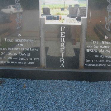 FERREIRA Solomon David 1911-1978 &amp; Hester Maria Louisa OOSTHUIZEN 1921-2004
