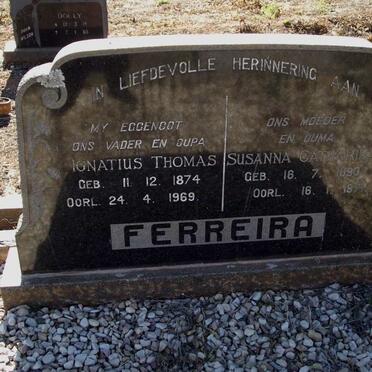 FERREIRA Ignatius Thomas 1874-1969 &amp; Susanna Catharina 1893-1971