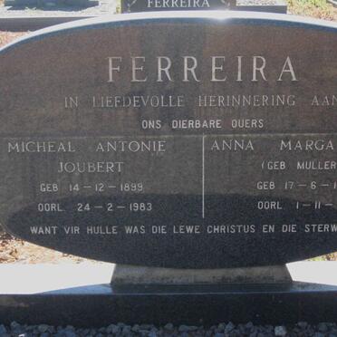FERREIRA Michael Antonie Joubert 1899-1983 &amp; Anna Margaretha MULLER 1900-1983