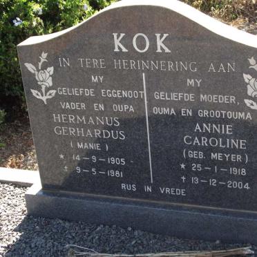 KOK Hermanus Gerhardus 1905-1981 &amp; Annie Caroline MEYER 1918-2004