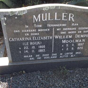 MULLER Willem Dempers Moolman 1897-1970 &amp; Catharina Elizabeth LE ROUX 1900-1983