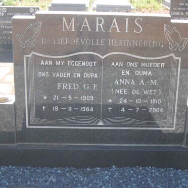 MARAIS G.F. 1909-1984 &amp; A.M. DE WET 1910-2004