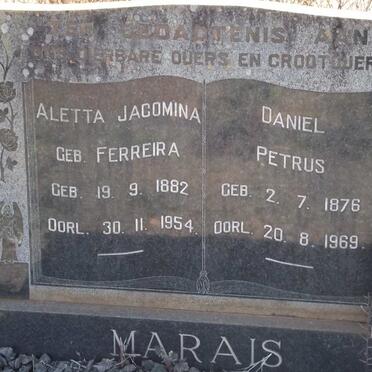 MARAIS Daniel Petrus 1876-1969 &amp;  Aletta Jacomina FERREIRA 1882-1954