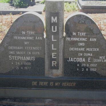 MULLER Stephanus 1909-1977 &amp; Jacoba E. DORFLING 1902-1992