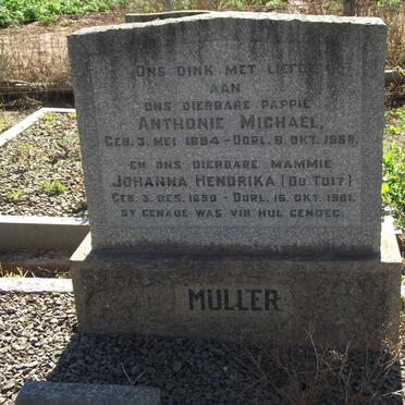 MULLER Anthonie Michael 1894-1958 &amp; Johanna Hendrika DU TOIT 1890-1961
