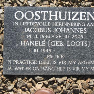 OOSTHUIZEN Jacobus Johannes 1936-2006 &amp; Hanele LOOTZ 1945-