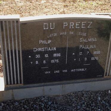 PREEZ Philip Christiaan, du 1896-1975 &amp; Salmina Paulina 1896-1970