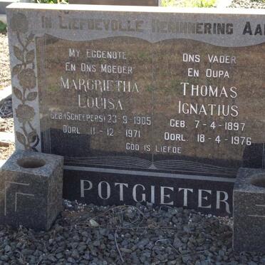 POTGIETER Thomas Ignatius 1897-1976 &amp; Margrietha Louisa SCHEEPERS 1905-1971