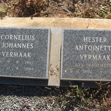 VERMAAK Cornelius Johannes 1892-1949 &amp; Hester Antoinette RADEMEYER 1892-1966
