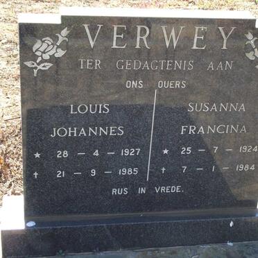 VERWEY Louis Johannes 1927-1985 &amp; Susanna Francina 1924-1984
