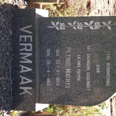VERMAAK Petrus Mathys 1894-1965