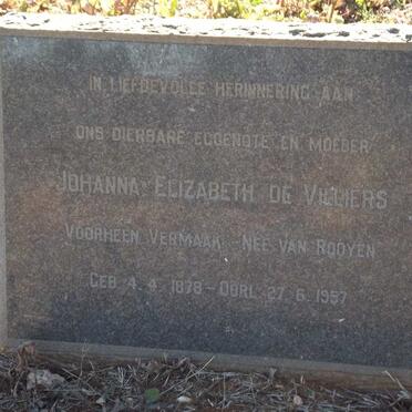 VILLIERS Johanna Elizabeth, de formerly VERMAAK nee VAN ROOYEN 1878-1957