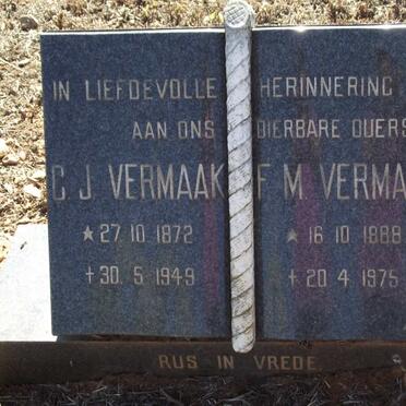 VERMAAK C.J. 1872-1949 &amp; F.M. 1888-1975