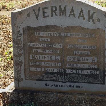 VERMAAK Mathys C. 1891-1961 &amp; Cornelia A. 1893-1983