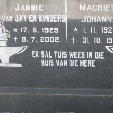 ? Jannie 1925-2002 &amp; Magrieta Johanna 1921-1975