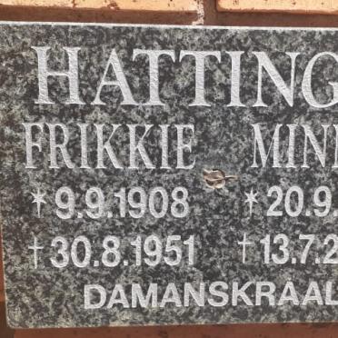 HATTINGH Frikkie 1908-1951 &amp; Minnie 1911-2002