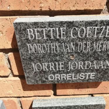 COETZEE Bettie :: VAN DER MERWE Dorothy :: JORDAAN Jorrie