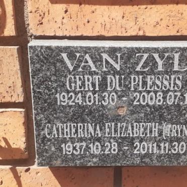 ZYL Gert du Plessis, van 1924-2008 &amp; Catherina Elizabeth 1937-2011