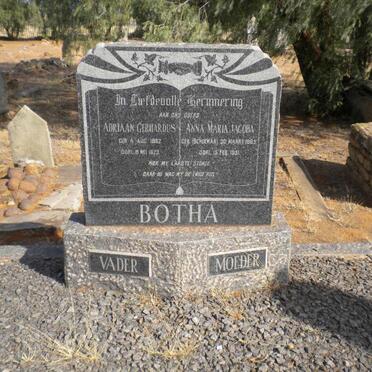 BOTHA Adriaan Gerhardus 1882-1823 &amp; Anna Maria Jacoba SCHOEMAN 1885-1951