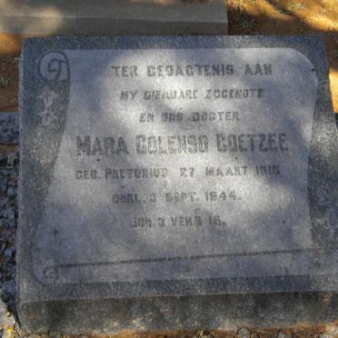 COETZEE Mara Colenso nee PRETORIUS 1915-1944