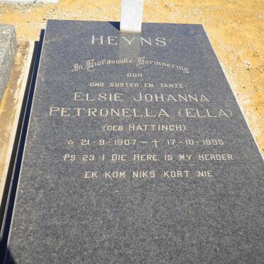 HEYNS Elsie Johanna Petronella nee HATTINGH 1907-1995