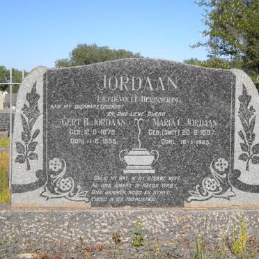 JORDAAN Gert B. 1879-1956 &amp; Maria C. SMIT 1887-1963