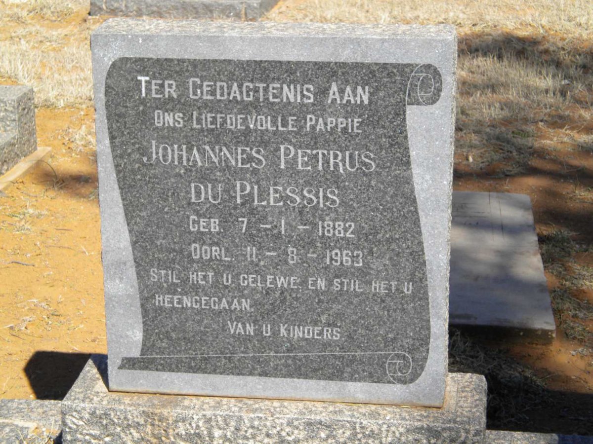 PLESSIS Johannes Petrus, du 1882-1963