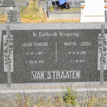 STRAATEN Jacob Francois, van 1897-1970 &amp; Martha Louisa 1895-1971