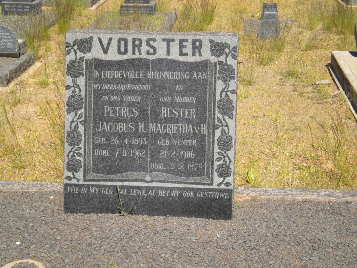 VORSTER Petrus Jacobus  1893-1962 &amp; Hester Magrietha v. H. VENTER 1906-1979