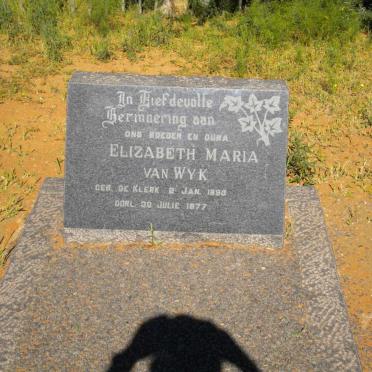 WYK Elizabeth Maria nee DE KLERK 1893-1977
