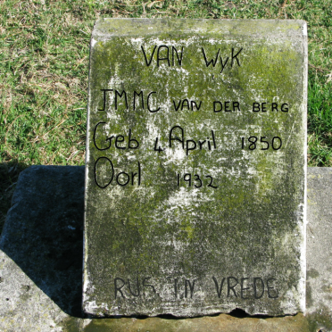 WYK J.M.M.C., nee VAN DER BERG 1850-1932