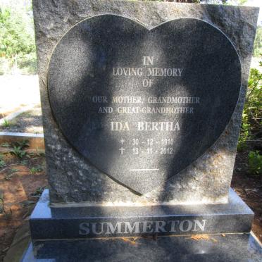 SUMMERTON Ida Bertha 1910-2012