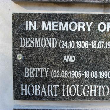 HOUGHTON Desmond, HOBART 1906-1976 &amp; Betty 1905-1990