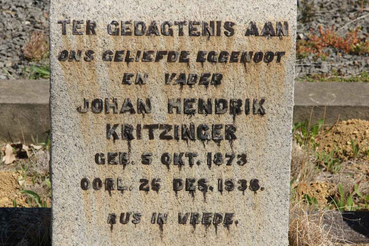 KRITZINGER Johan Hendrik 1873-1938