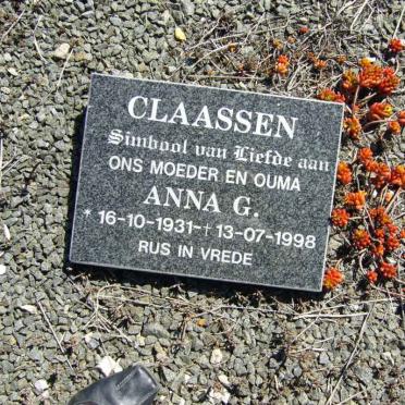 CLAASSEN Anna G. 1931-1998