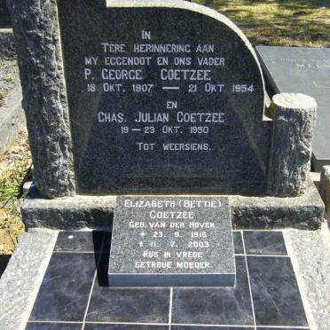 COETZEE P. George 1907-1954 &amp; Elizabeth VAN DER HOVEN 1916-2003  :: COETZEE Chas. Julian 1950-1950