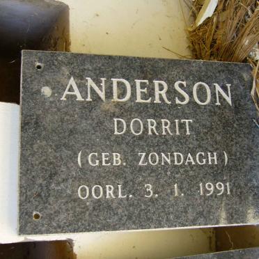 ANDERSON Dorrit nee ZONDAGH -1991