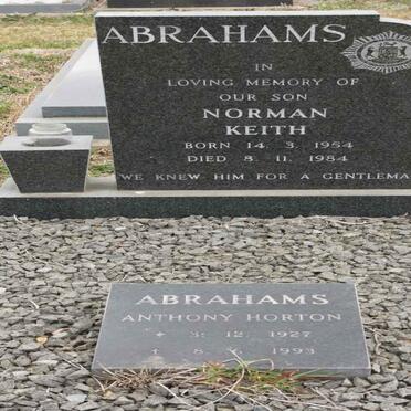 ABRAHAMS Norman Keith 1954-1984 :: ABRAHAMS Anthony Horton 1927-1993