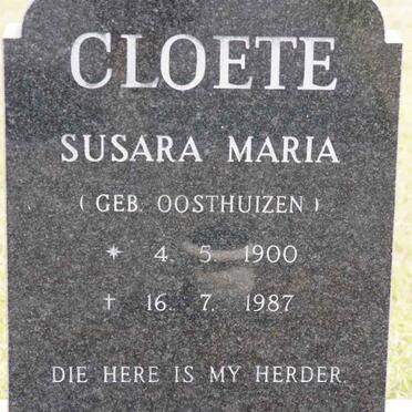 CLOETE Susara Maria nee OOSTHUIZEN 1900-1987