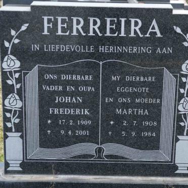 FERREIRA Johan Frederik 1909-2001 &amp; Martha 1908-1984