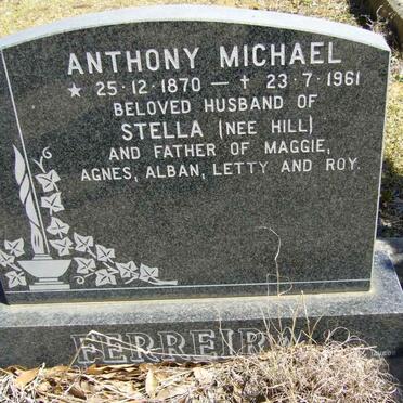 FERREIRA Anthony Michael 1870-1961
