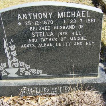 FERREIRA Anthony Michael 1870-1961