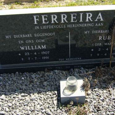 FERREIRA William 1907-1991 &amp; Ruby MARTIN 1913-1976
