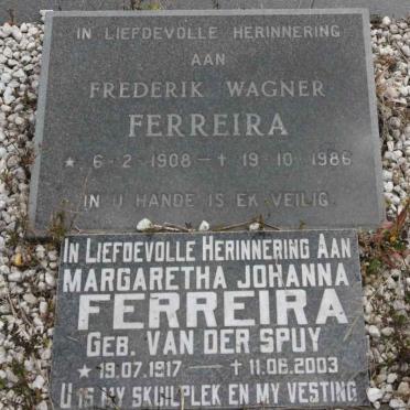 FERREIRA Frederik Wagner 1908-1986 &amp; Margaretha Johanna VAN DER SPUY 1917-2003