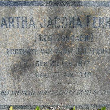 FERREIRA Martha Jacoba nee ZONDACH 1872-1948