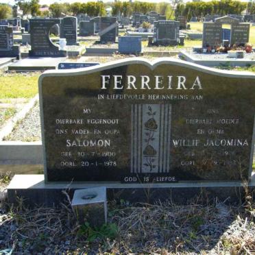 FERREIRA Salomon 1900-1978 &amp; Willie Jacomina 1906-1983