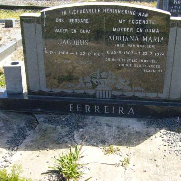FERREIRA Jacobus 1904-1987 &amp; Adriana Maria VAN ONSELEN 1907-1974