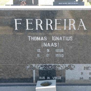 FERREIRA Thomas Ignatius 1898-1980 &amp; Hester R. 1900-1968