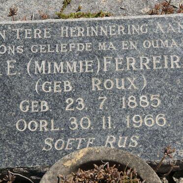 FERREIRA M.E. nee ROUX 1885-1966